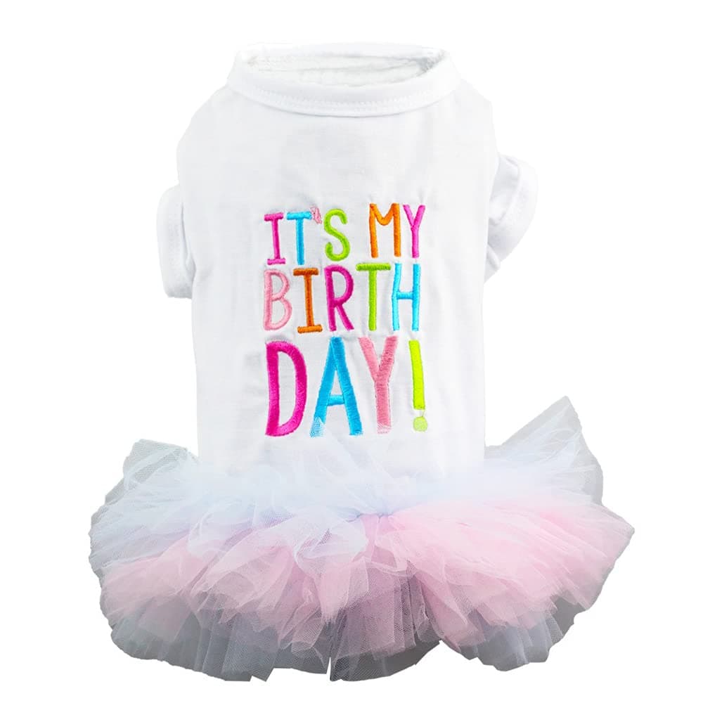 Dog Birthday Tutu Dress Dog Clothes for Small Dogs Girl Chihuahua Yorkie Birthday Party Outfit (Medium, Dress)
