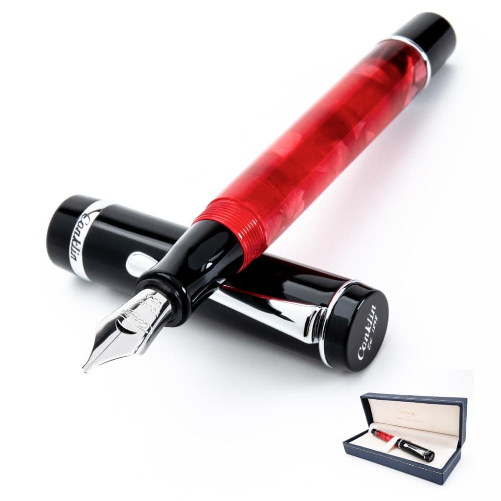 Conklin Duragraph Fountain Pen Red Nights - Fine Nib, Luxury Writing Instrument with Bold Red Finish