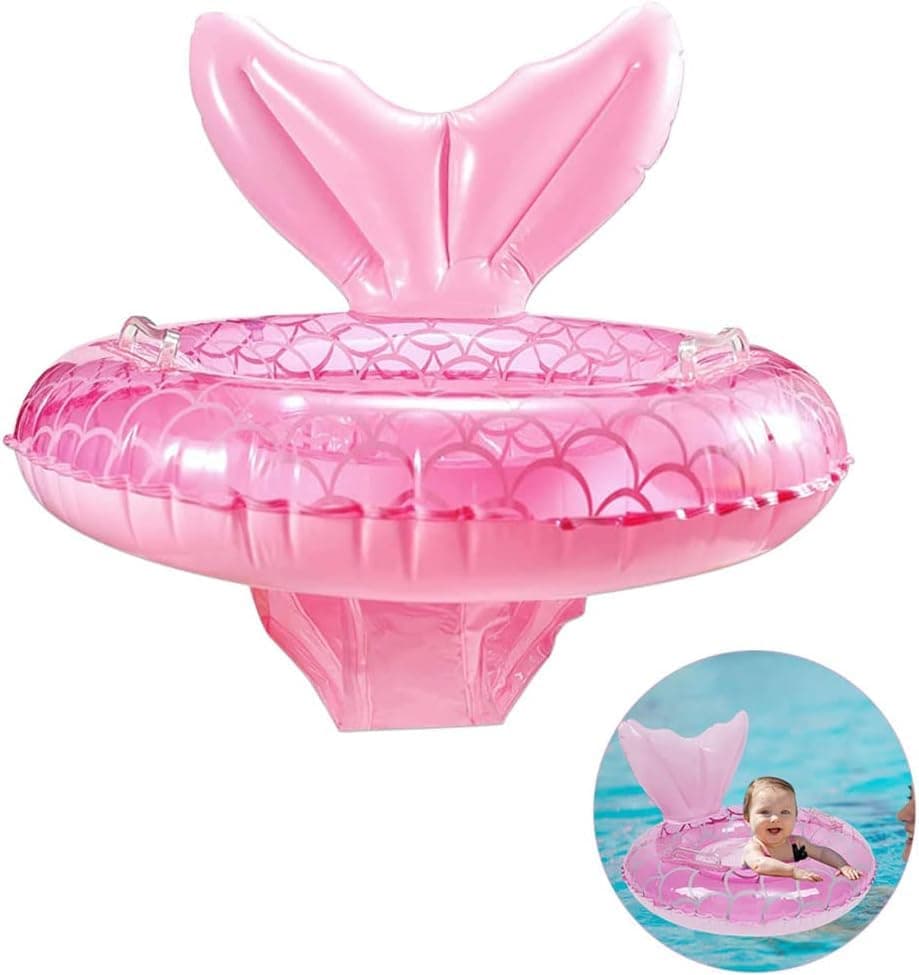 New Baby Swimming Pool Floats for Toddler Kids Over 6 Months Under 44lb, Inflatable Swim Ring Water Raft with Seat for Summer Beach Outdoor Children Infant Bath Toys (Pink Mermaid)