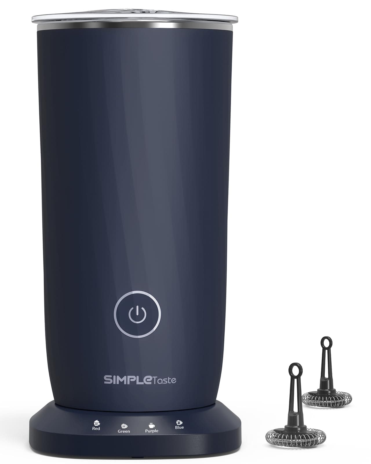 SIMPLETASTE 4-in-1 Electric Milk Frother and Warmer, Automatic Hot and Cold Foam Maker for Latte, Cappuccino, Macchiato - Dark Blue
