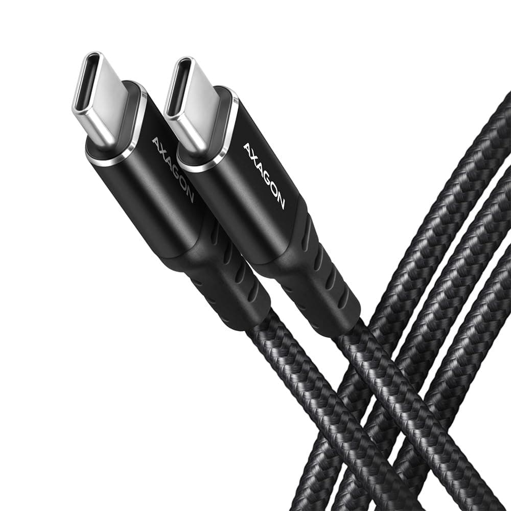 AXAGON BUCM-CM10AB USB-C to USB-C 2.0 Cable, 1m, PD 60W, 3A, Braided - Black