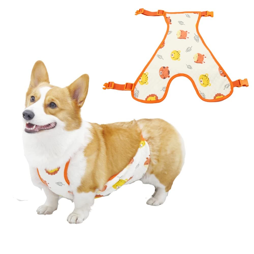 Harikaji Belly Cover, Cat Recovery Suit - Washable Dog Bellyband (Male, Orange, L)