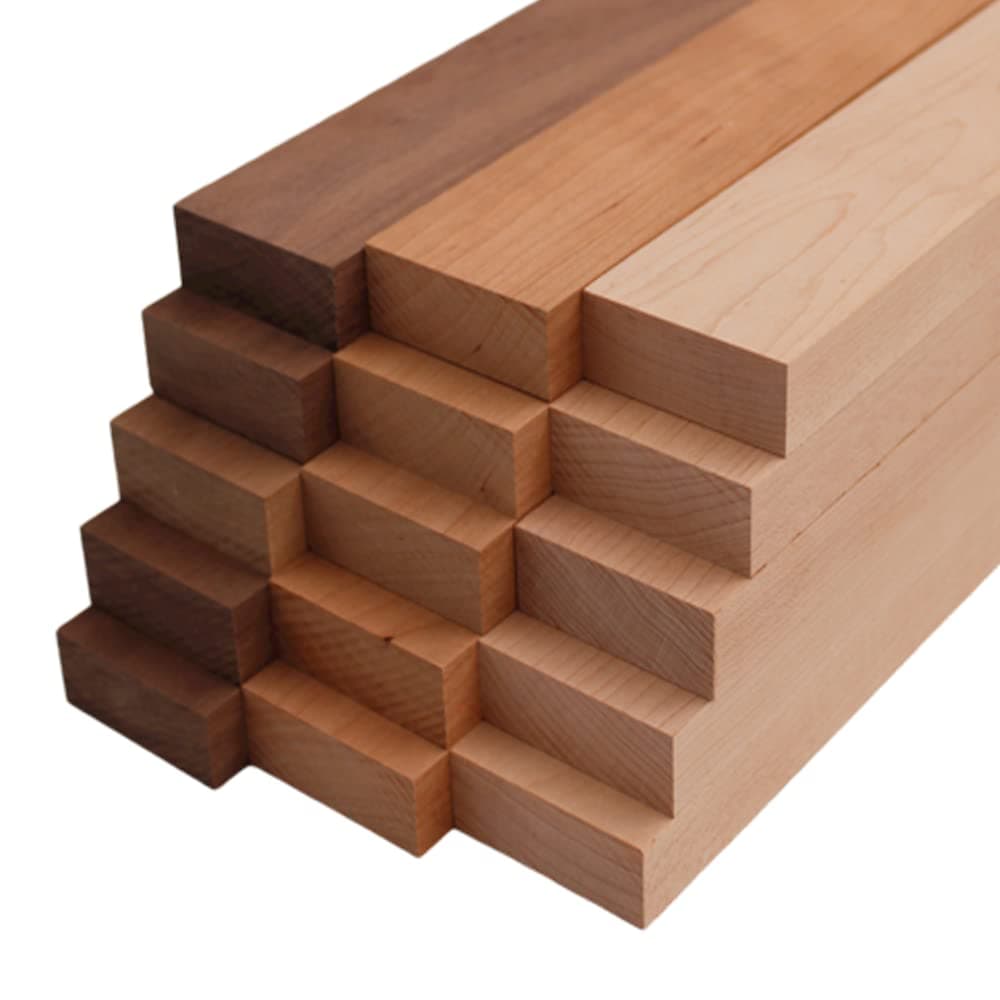 Domestic Variety Pack 5 Walnut, 5 Maple and 5 Cherry Boards - 3/4" x 2" (15Pcs) (3/4" x 2" x 12")