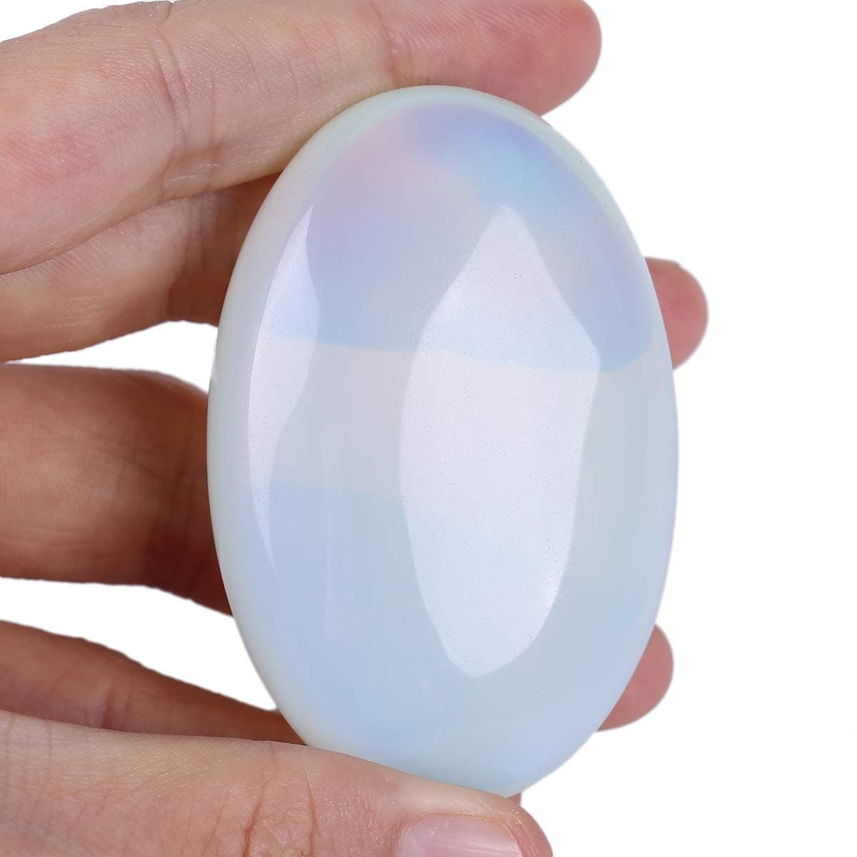 Loveliome Healing Crystal Worry Stone | Synthetic Opalite Polished Palm Stone for Anxiety Relief Meditation | Pocket Stone Mindfulness Gift