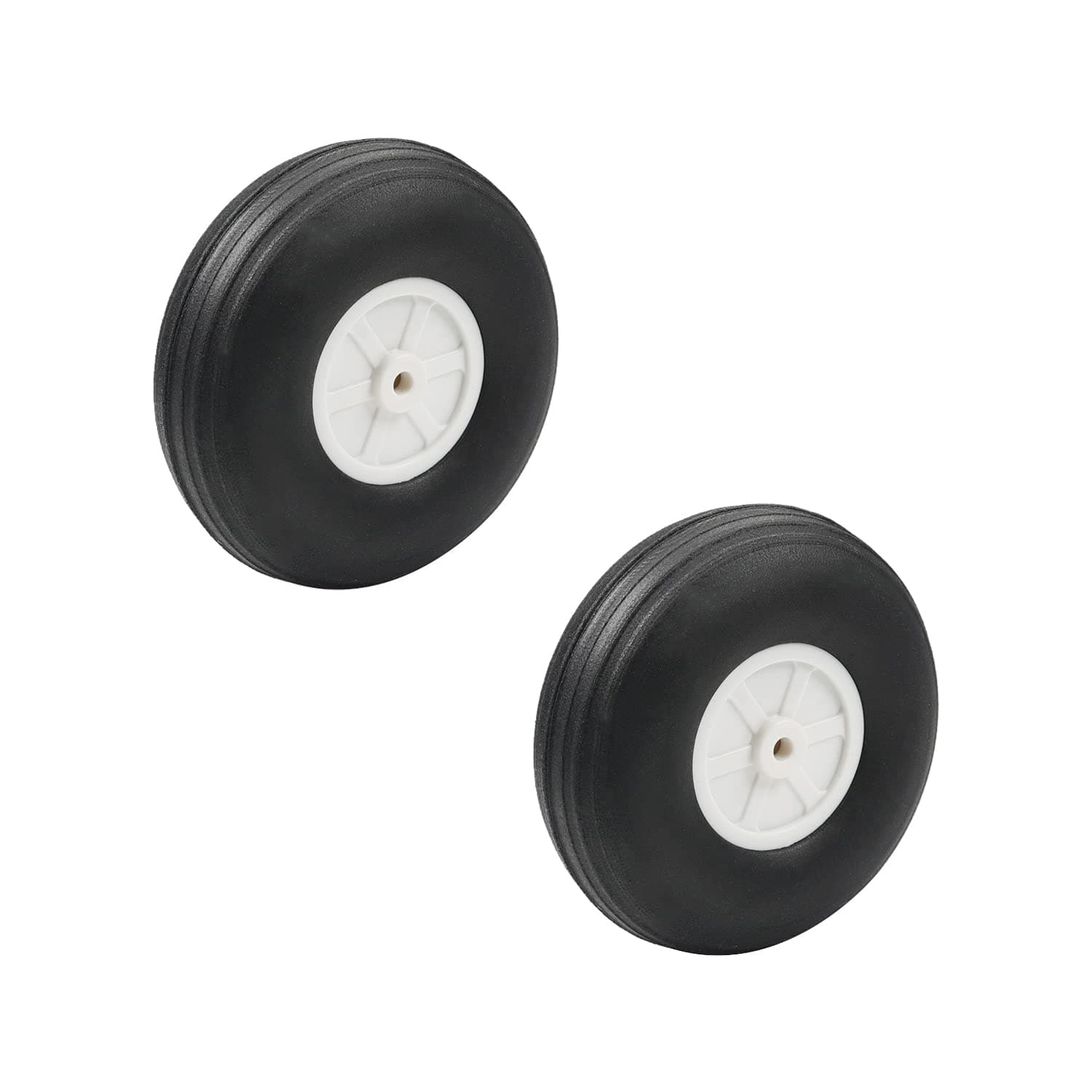 Heyiarbeit 3" RC Model Airplane Foam Wheel Super Light Tire and Wheel Sets for RC Airplane PU Sponge Tire with Plastic Hub 2 Pcs
