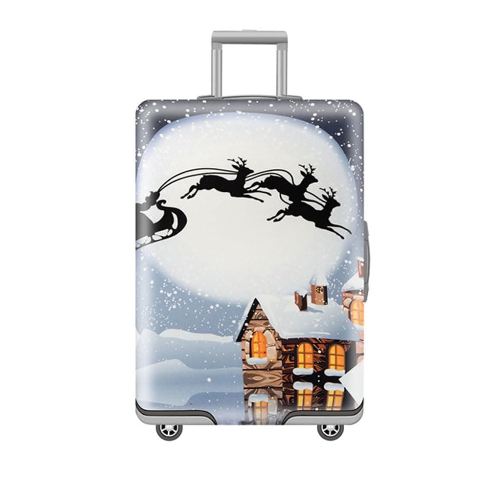 Tripnuo Elastic Thicker Luggage Cover for Trunk Case Apply to 18''-32'' Suitcase,Suitcase Protective Cover Travel Accessories (Snow Scene, S)