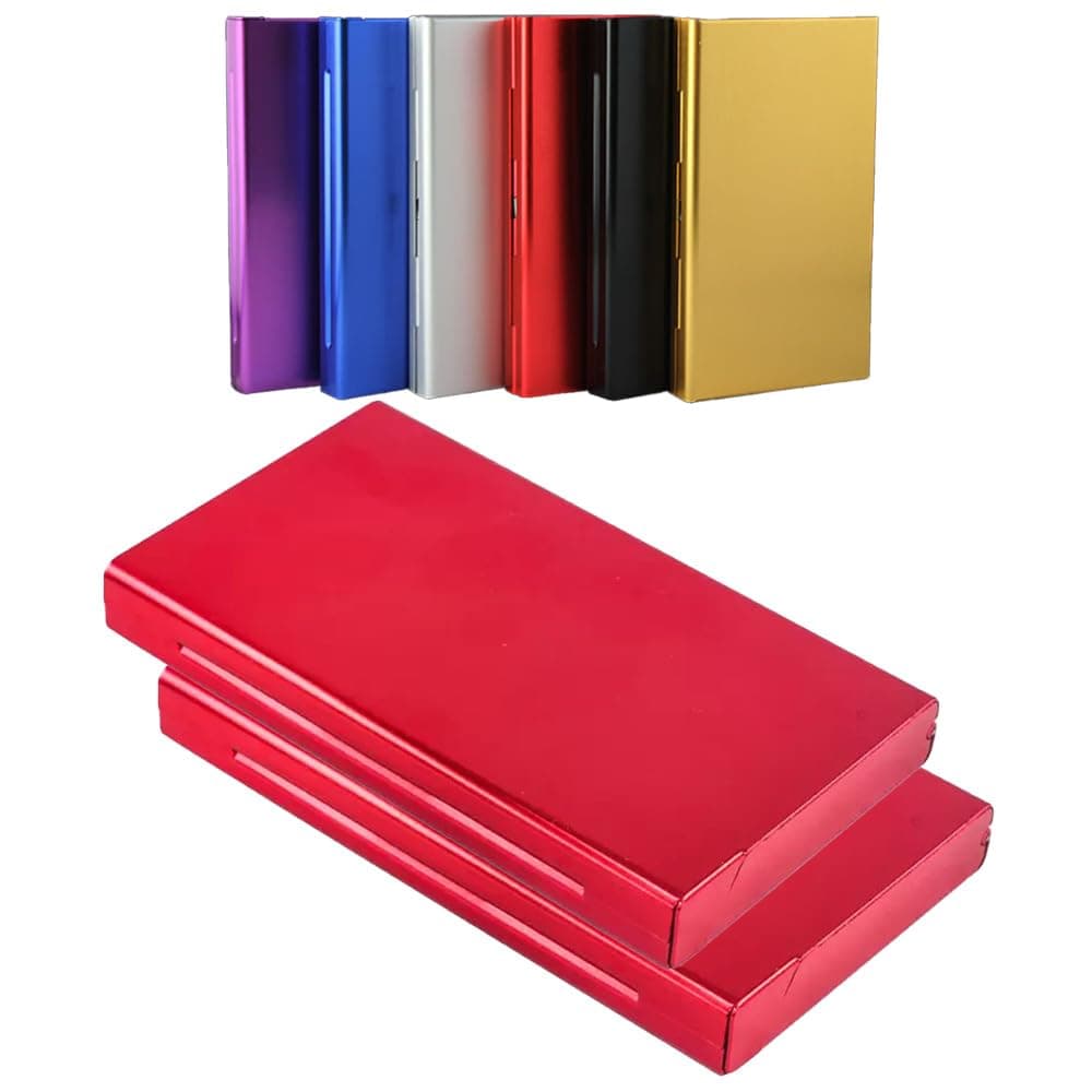Metal Cigarette Case for 100mm Slim Cigarettes – Alloy Shell Holds 20 Slims (2 Rows), Pocket Size, Lightweight, for Men and Women (Red, 2 Pack)