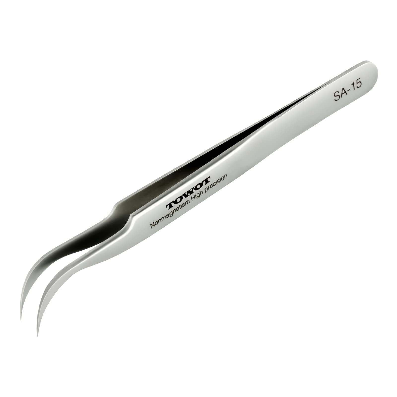 Precision Tweezers, Stainless Steel Eagle Beak Tweezers for Craft, Electronics, Soldering, Experimental Work, Jewelry-Making, Non-Magnetic Curved Tweezers, by TOWOT