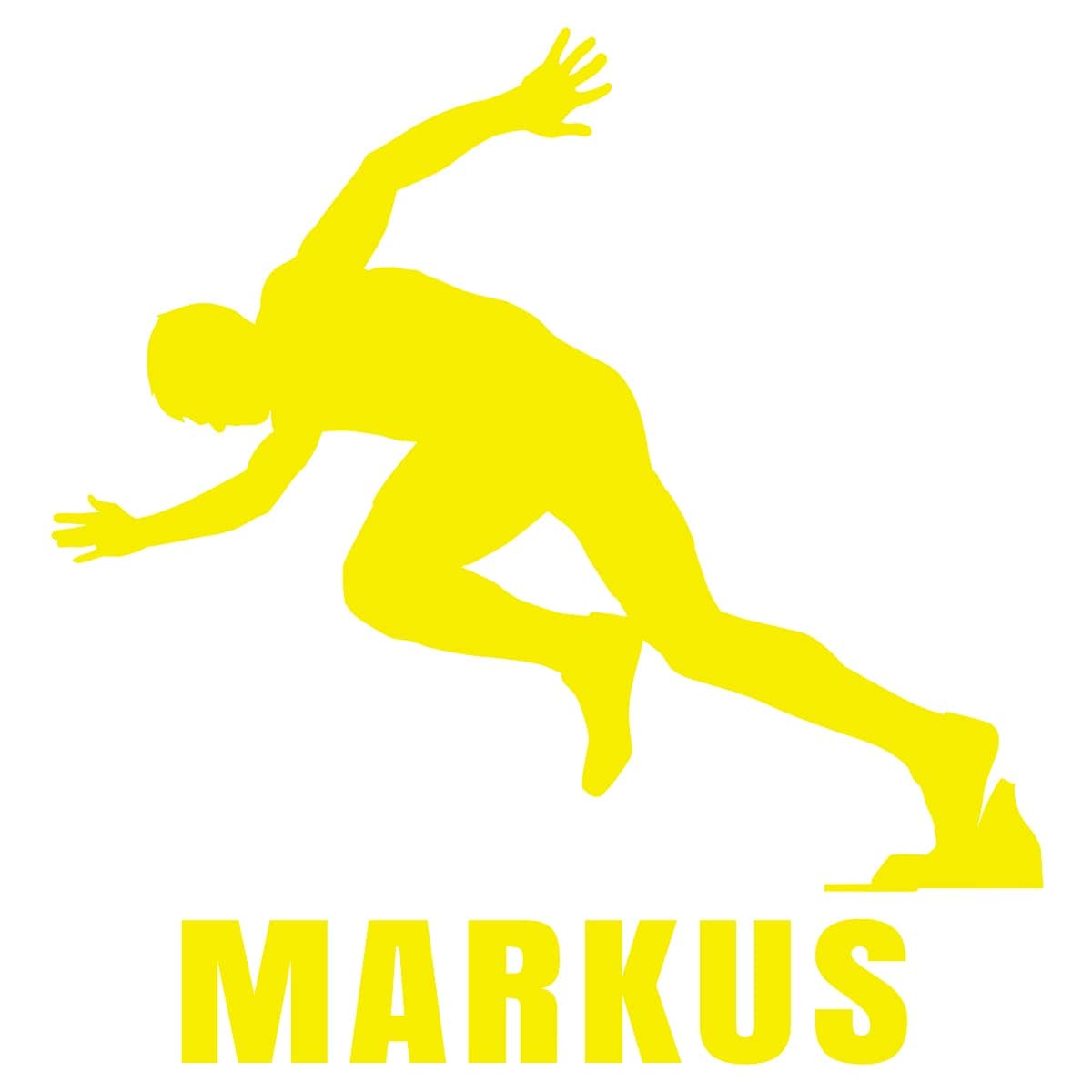 VWAQ Personalized Mens Track Wall Decal Customized Kids Room Decor - CS83 (28" H X 23" W, Yellow)