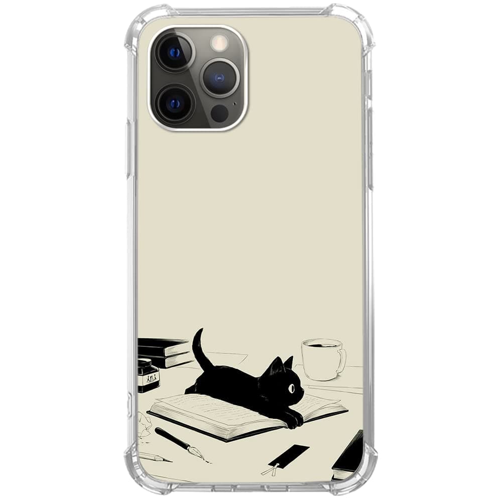 Mabluworqe Black Cat and Books Case Compatible with iPhone 15 Pro Max, Cute Black Cat Case for iPhone 15 Pro Max, Cool TPU Bumper Phone Case Cover