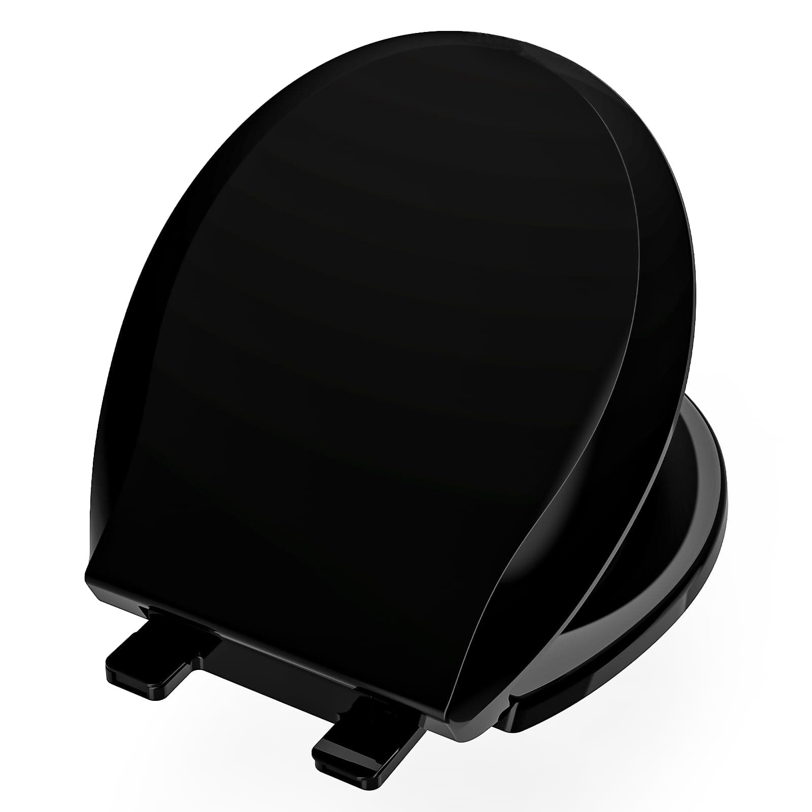 Aünsffer Toilet Seat Black, Round 16.5inch Toilet Seat Slow Close, Elegant Design, PP Material, Black, 2 Years Support