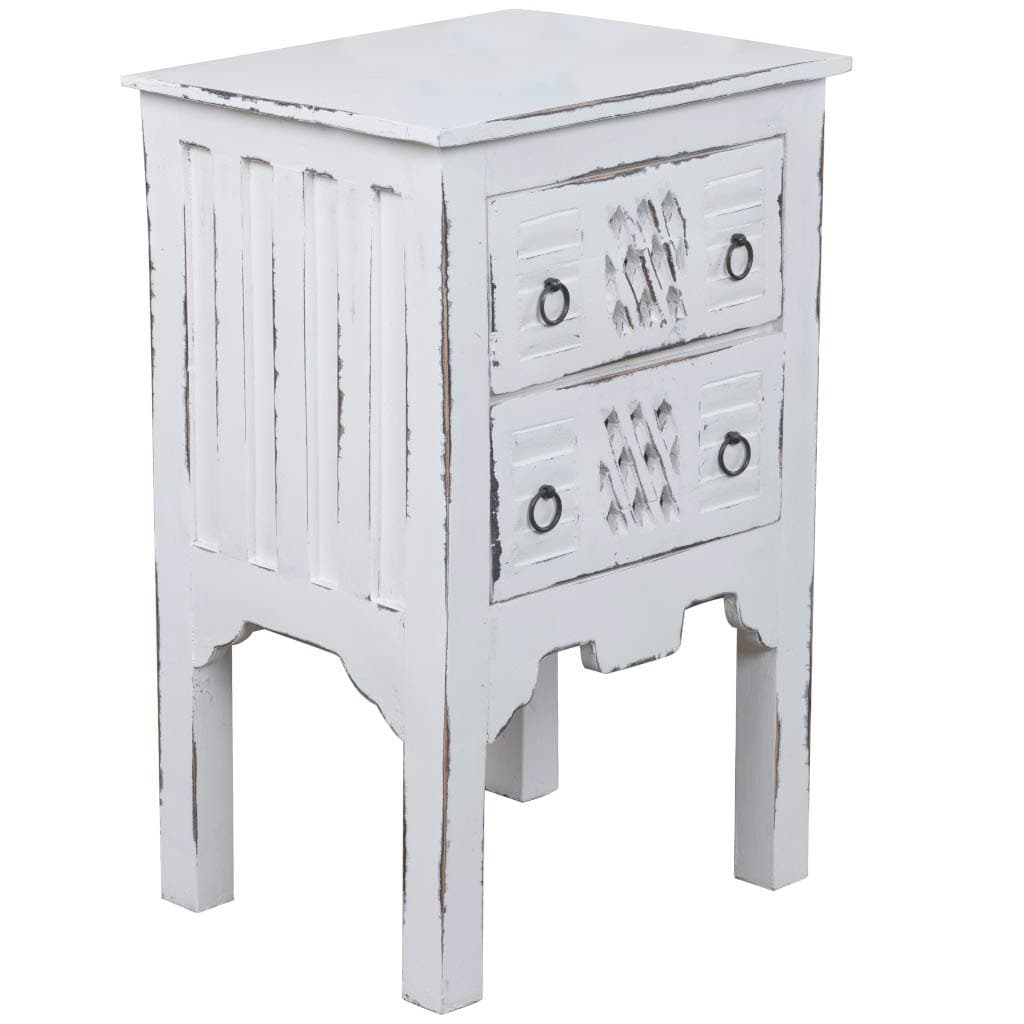 Sunset Trading Shabby Chic Cottage Table, Two Drawer, Whitewash