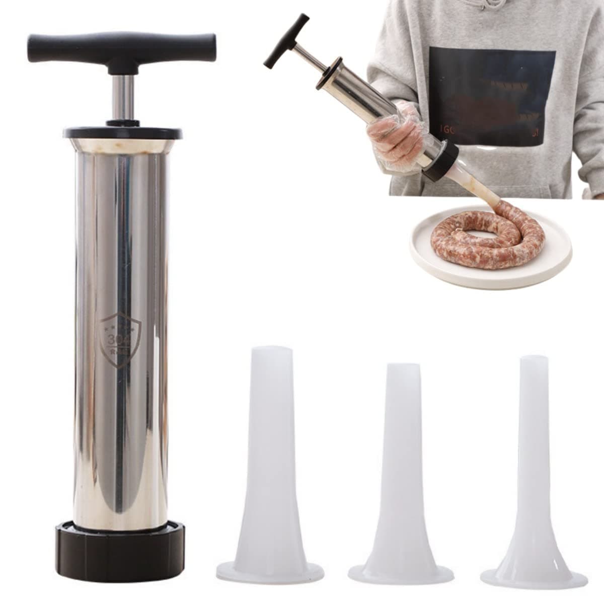ZNZNANG Manual Sausage Machine-Sausage Filling Machine -Household Sausage Filler-Homemade Sausage Filling Machine Easily Make Various Sausages at Home