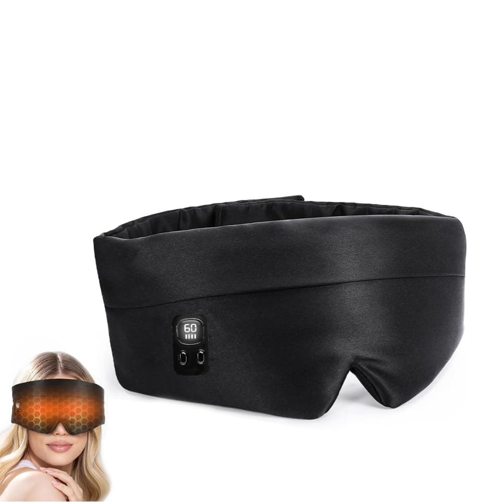 HomeBeyond Heated Eye Mask, Cordless Rechargeable 4 Heat Levels 4-Level Timing Washable Cover, Sleep Masks for Eye Relief, Improved Sleep