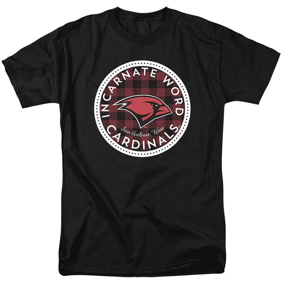 University of the Incarnate Word Official Plaid Badge Unisex Adult T-Shirt, Plaid Badge, Medium