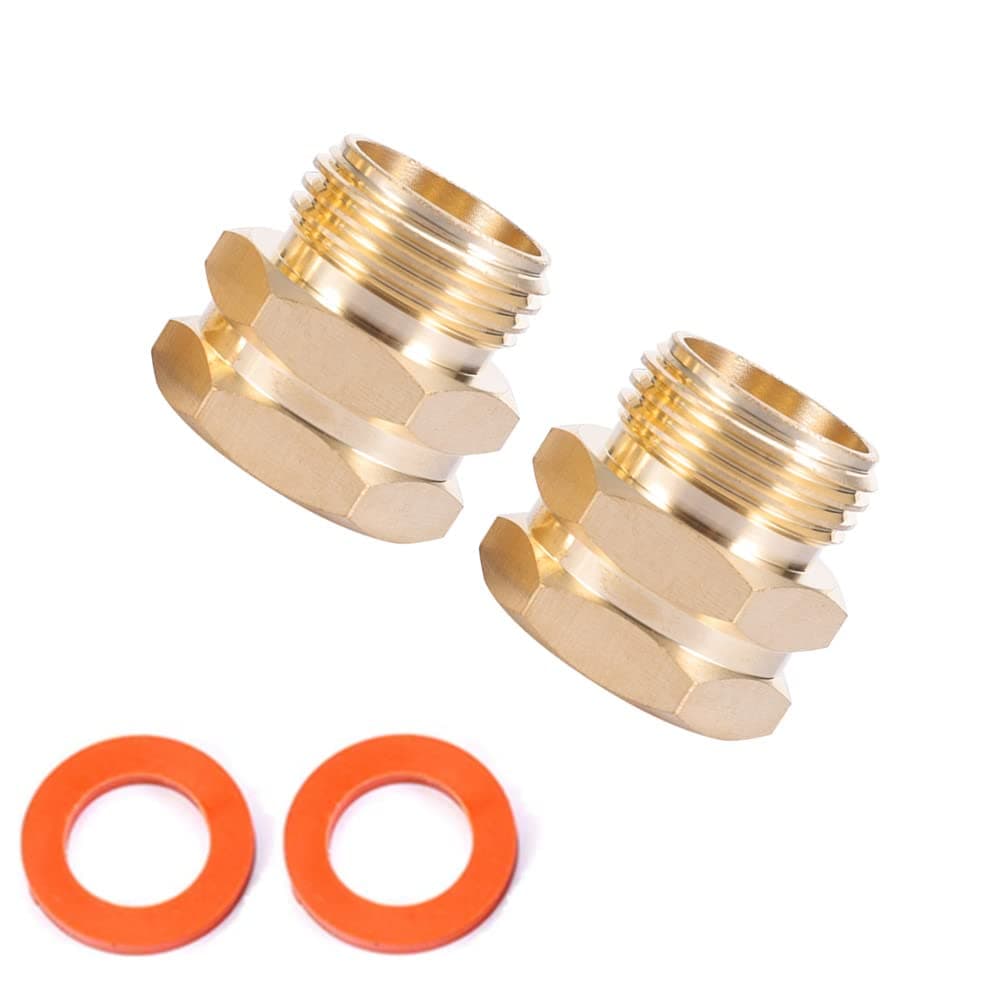 Kbrotech Brass Garden Hose Adapter, 3/4”GHT Male x 3/4”NPT Female Connector,GHT to NPT Adapter Brass Fitting,Brass Garden Hose to Pipe Fittings Connect 2pcs