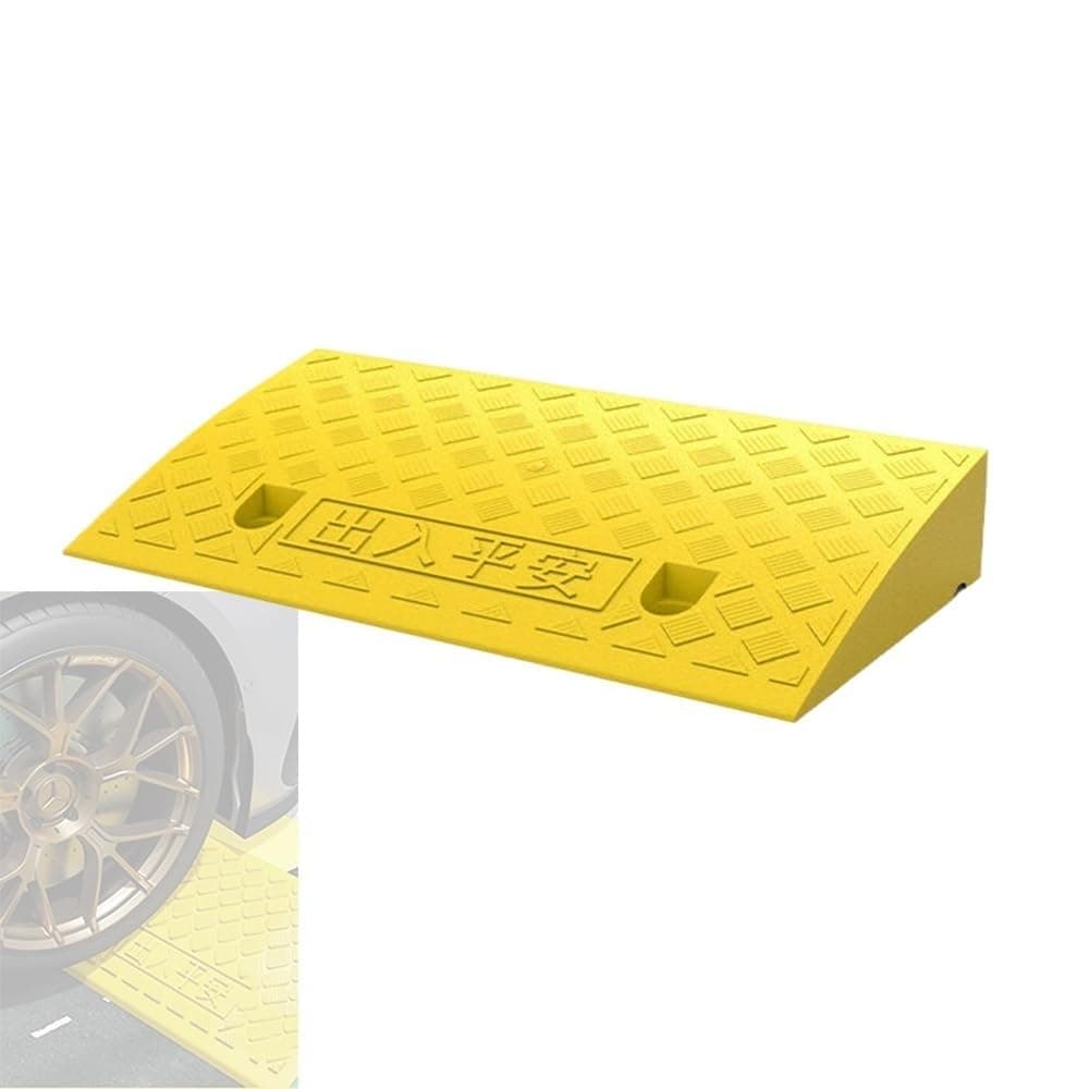 Rubber Threshold Ramps,Heavy Duty Wheelchair Ramp,Rise Threshold Ramp for Wheelchair Mobility Scooters Stairs, Non Slip Driveway Curb Ramp, Load 600 Lbs(Yellow,50x40x17cm)