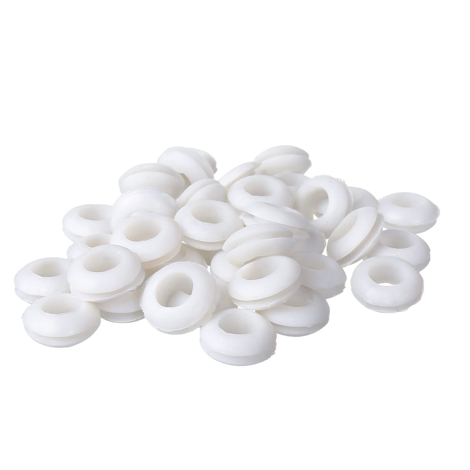 Heyiarbeit Rubber Grommet 4/9-Inch / 12mm Hole Wire Protector Oil Resistant Armature for Wiring Cable Protector White Tone 200pcs
