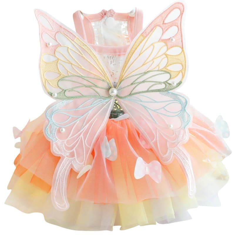 Dog Princess Dresses for Small Dogs Lolita Clothes Butterfly Costume Pet Girl Cute Coat Outfits Summer Costumes Puppy Handmade Skirt Cat Spring (M,Butterfly)