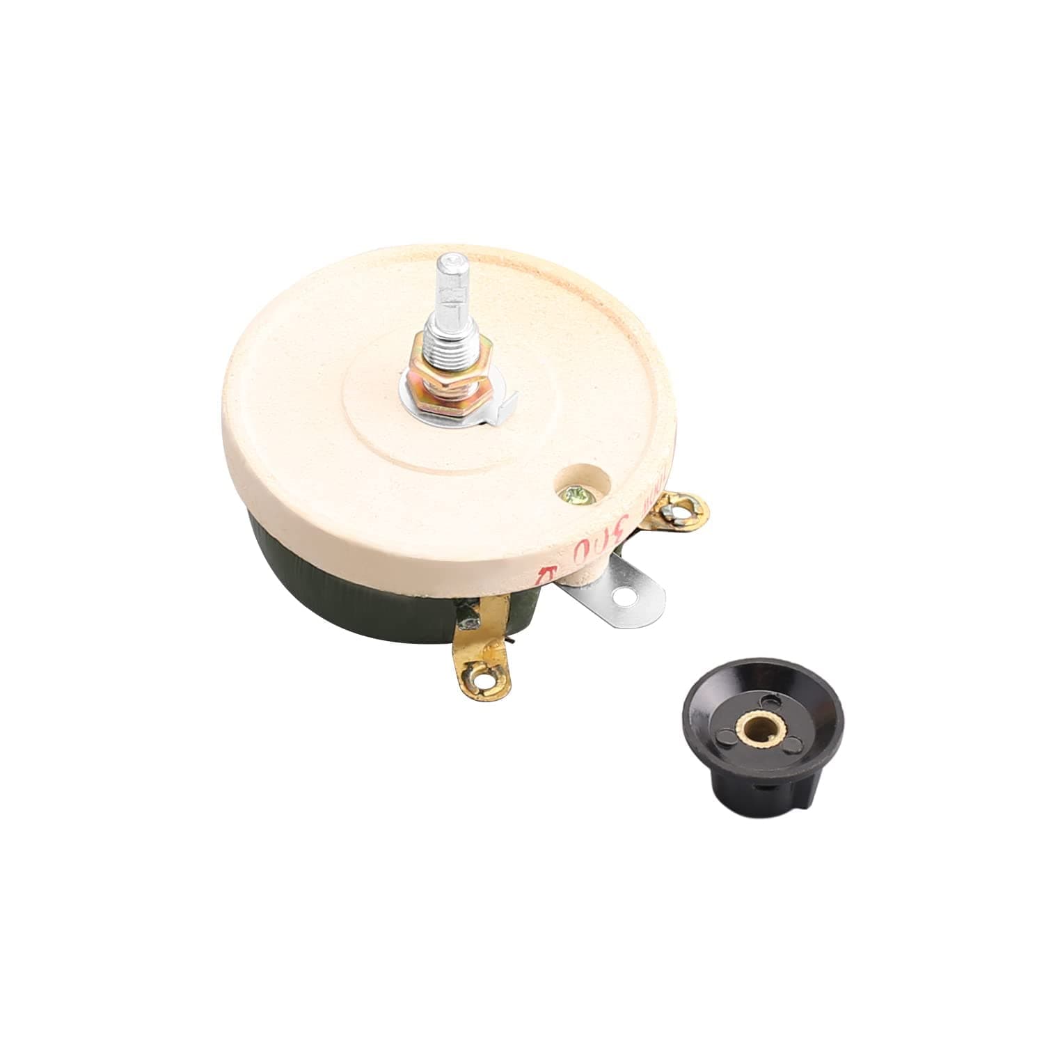 Heyiarbeit 300 Ohm 100W Ceramic Wirewound Potentiometer Linear Variable Rheostat Resistor with Knob for Light Dimmers Motor Speed Control 1pcs
