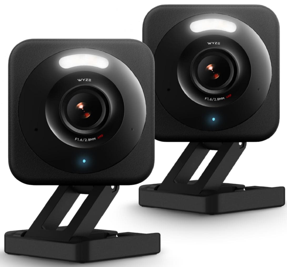 WYZE Cam v4 (Latest Model), 2.5K AI Security Camera, Indoor/Outdoor Cameras for Home Security, Baby Monitor & Pet Camera, Color Night Vision, No Subscription Required (2 Pack)
