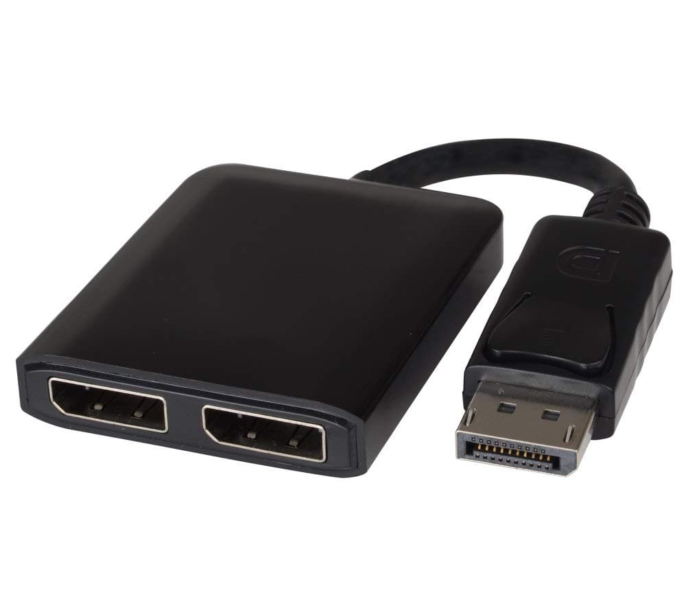 Premium Cord MST DisplayPort to 2X DisplayPort Adapter, Extended+Mirror Function, Video 8K @60Hz with DSC, 8K @ 30Hz Without DSC, UHD 4K 2160p, Length: 20 cm, Black
