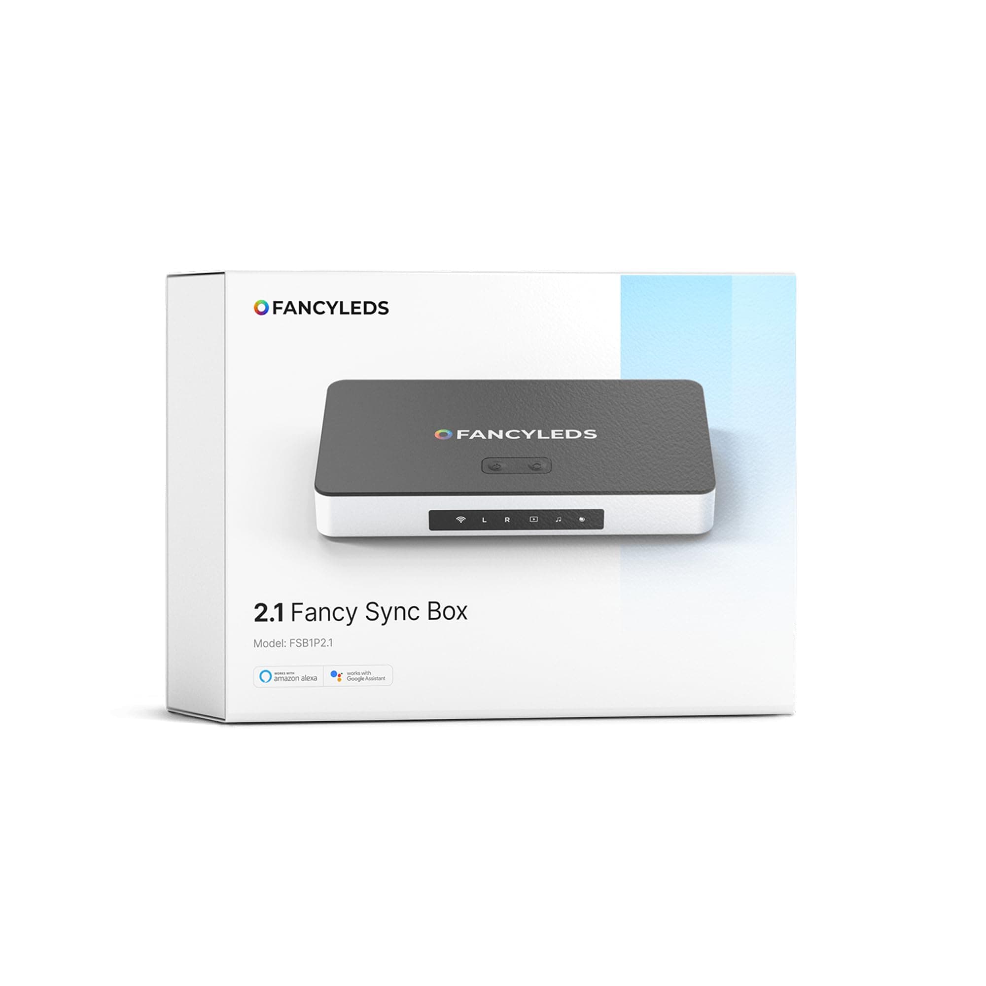 Fancyleds 2.1 Fancy Sync Box Streaming Media Player TV LED Synced Backlight with HDMI 2.1, 4K 120Hz, 144Hz, 8K 60Hz, VRR, ALLM, 96 RGBW LEDs Per Meter Ambient Lighting (for 70" to 95" TVs)