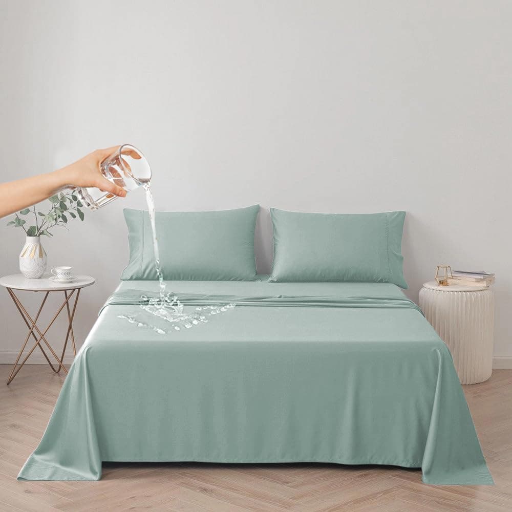 DUJUIKE Waterproof Bed Cover for Dog and Cats,Pet Hair Resistant Bed Sheet Cover, Protective Bed Liner Cover with 100% Waterproof Breathable Thin Fabric (Cal King/King 98 * 90 inch, Green)