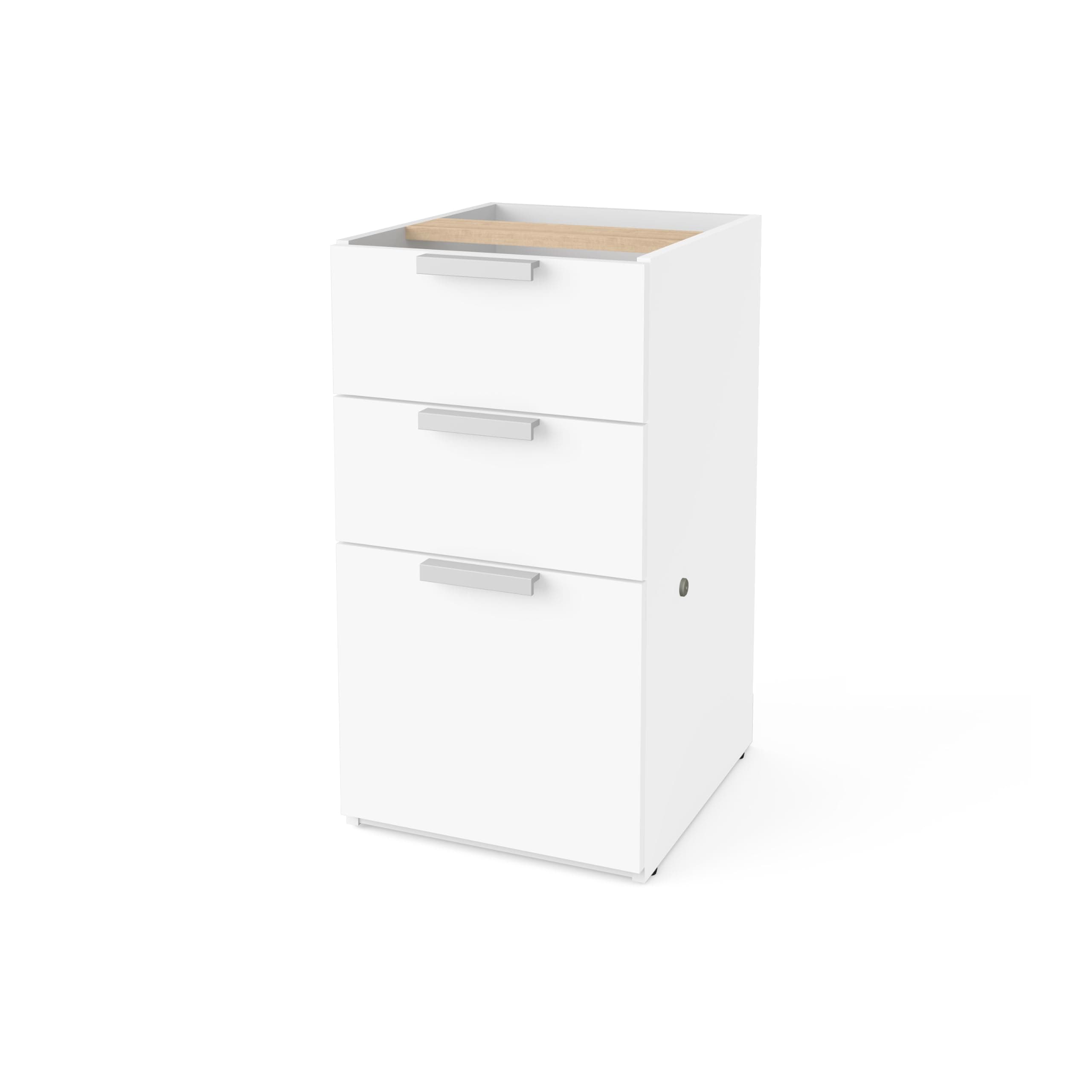 Bestar Add-On 3 Drawer File Cabinet, White, Pro-Concept Plus, 15W