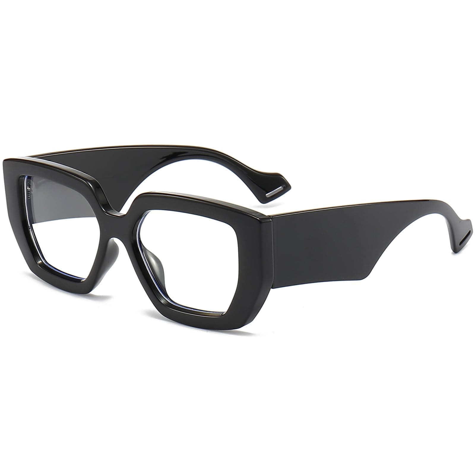 AIEYEZO Thick Frame Blue Light Glasses Men Women, Fashion Square Computer Eyeglass Anti Eyestrain & Prevent Headache, A1 Black, MM
