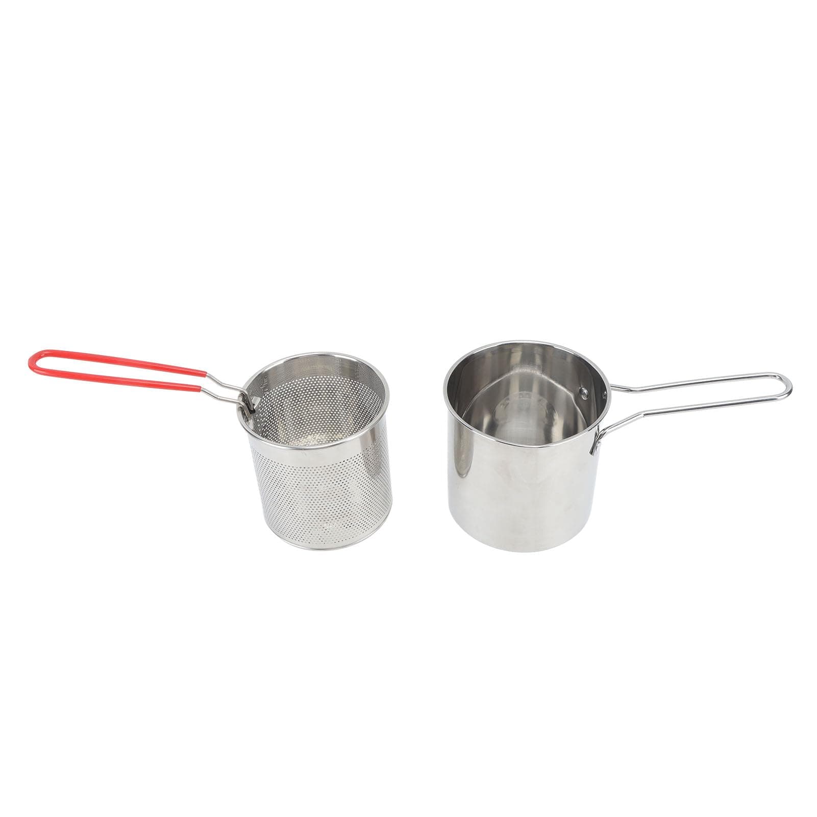Mini Deep Fryer Pot, Compact Stainless Steel Frying Cooker with Basket and Food Tong for Home Kitchen 304 Stainless Steel 5 Piece Set