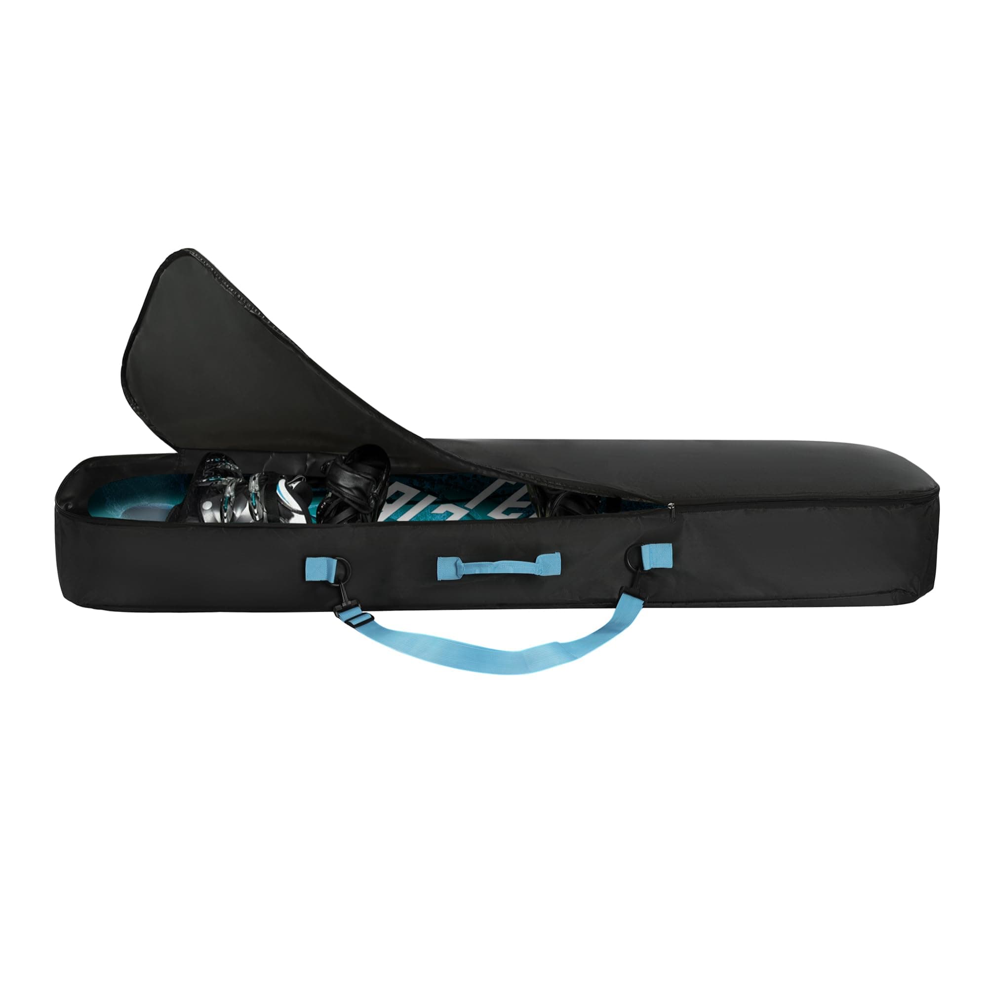 Navaris Snowboard Bag for Men and Women - 157 cm - with Side Pocket & Adjustable Straps - For Easy Snowboard Carrying - Black & Light Blue