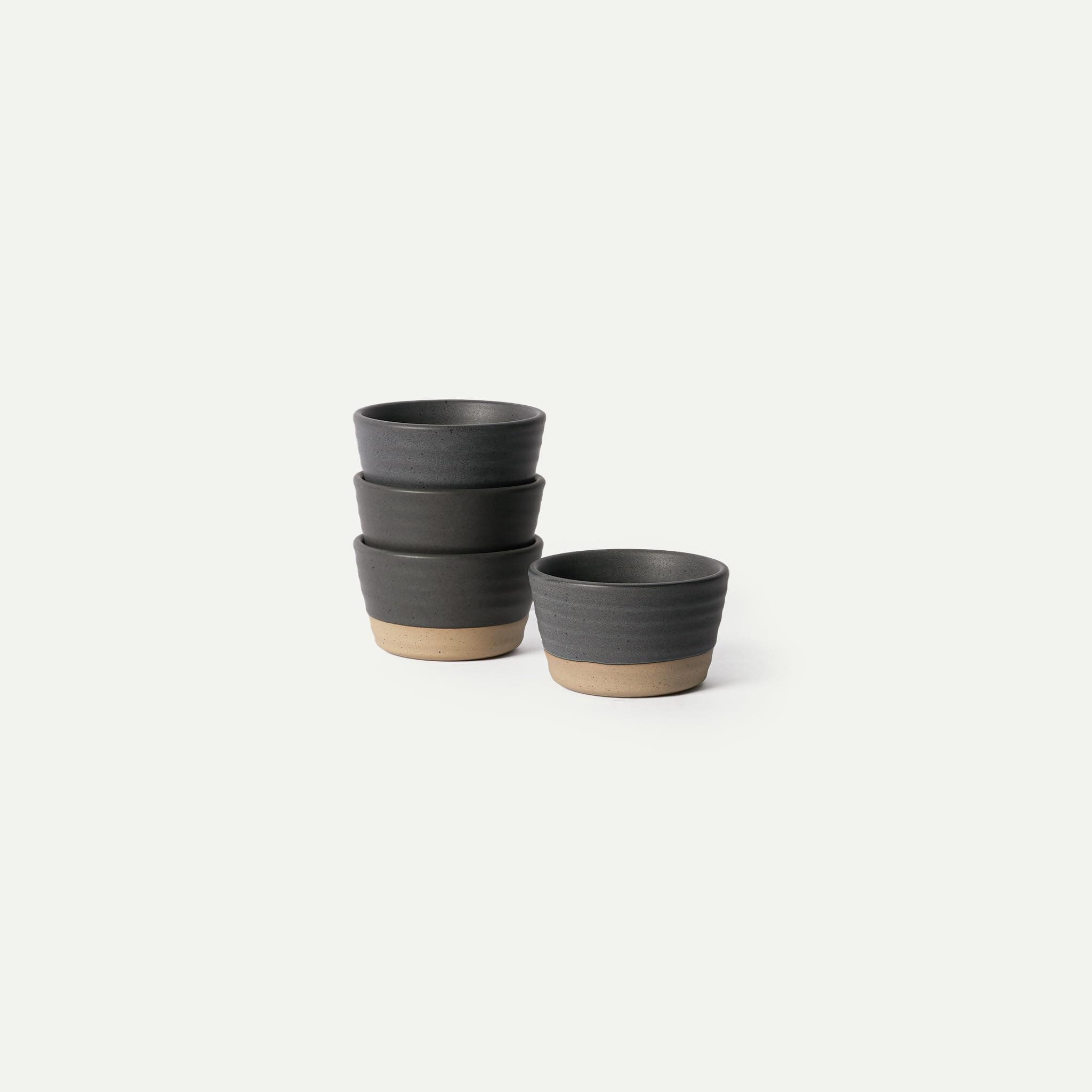 Mora Mini Ramekins Set of 4, 8oz Ceramic Pottery Baking Dishes - Microwave, Oven and Dishwasher Safe - Liquorice