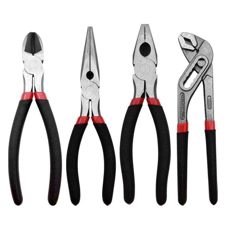 MFBJXC 4 Pack 8 Inch Multi Tool Pliers, Cr-V Combination Pliers Set, Including Groove Joint Plier, Diagonal Cutting Plier, Needle Nose Plier, Linesman Plier for Basic Repair
