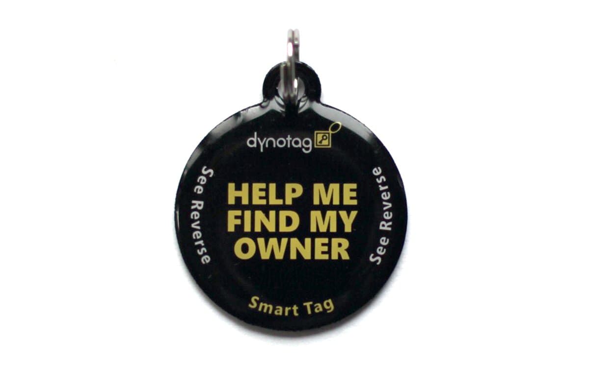 Dynotag® Web Enabled Smart Round Coated Metal ID Tag and Ring. Pet Tag, Property Tag - Multiple Uses, with DynoIQ™ & Lifetime Recovery Service.