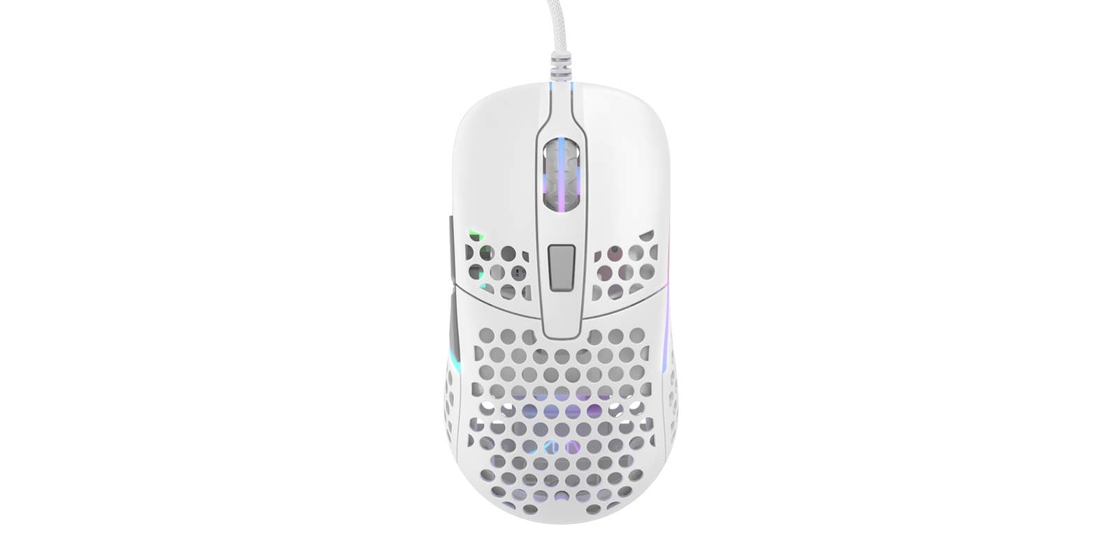 XTRFY M42 RGB, Modular Ultra-Light Gaming Mouse, Adjustable Symmetrical Shape, Pixart 3389 Sensor, Modular Shell (Two Sizes Included) - White