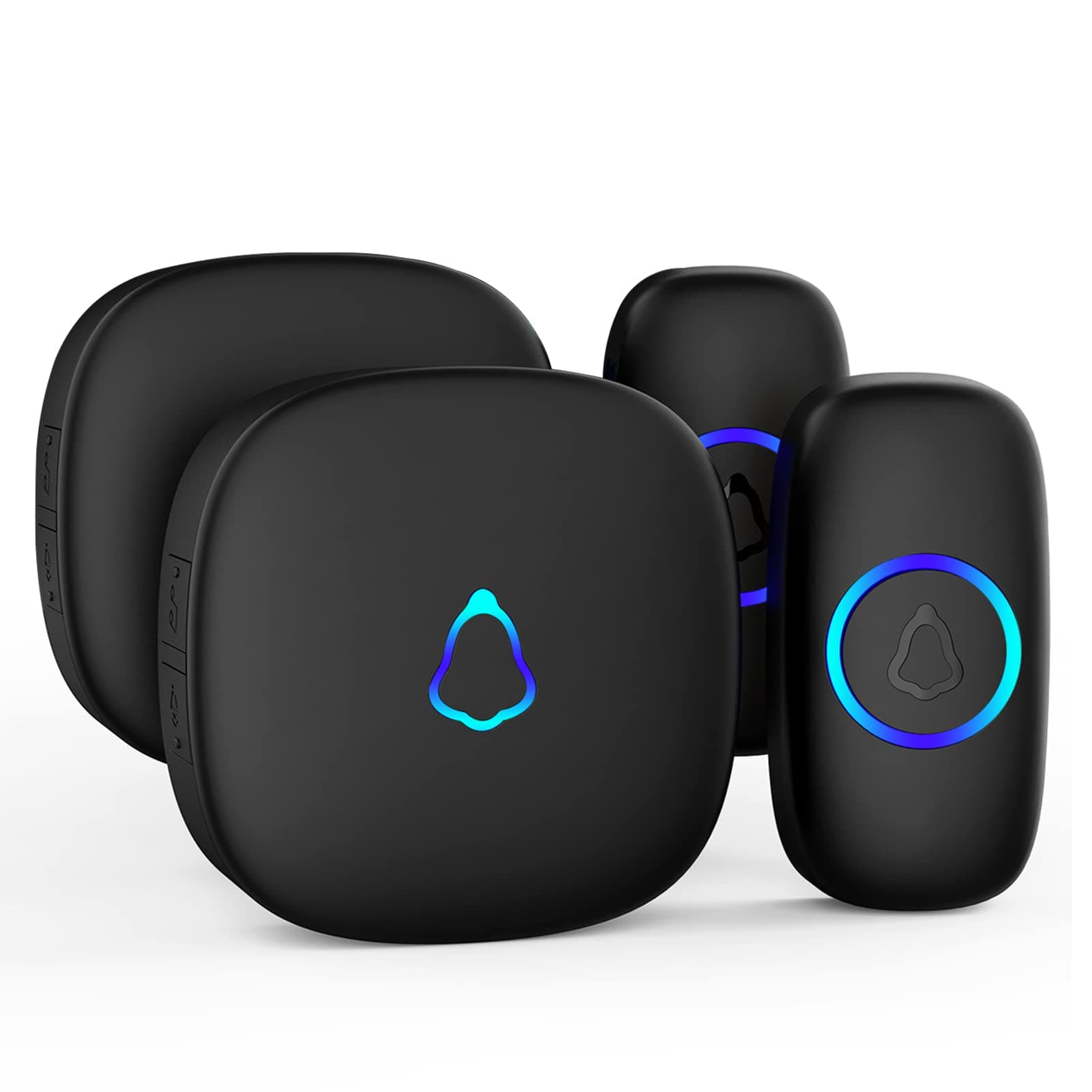 SECRUI Wireless Doorbell, 1000ft Range, 2 Push Buttons + 2 Receivers, Black