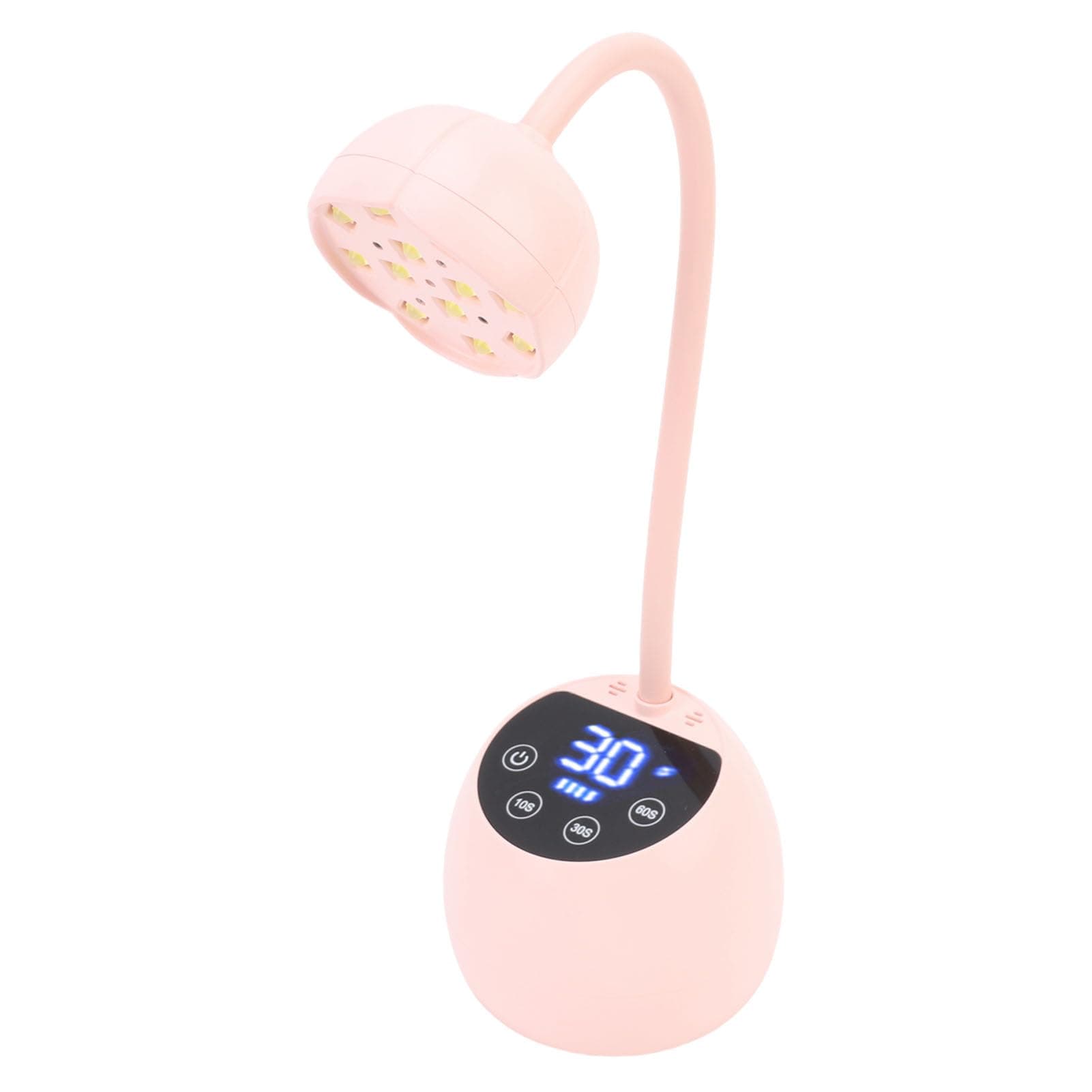 Gooseneck Nail Lamp Rechargeable LED Gel Nail Dryer with Infrared Sensor LCD Screen 12 LED Light Chips Portable Flower Shaped Design 1200mAh Battery Fit for Gel Polish Roseate