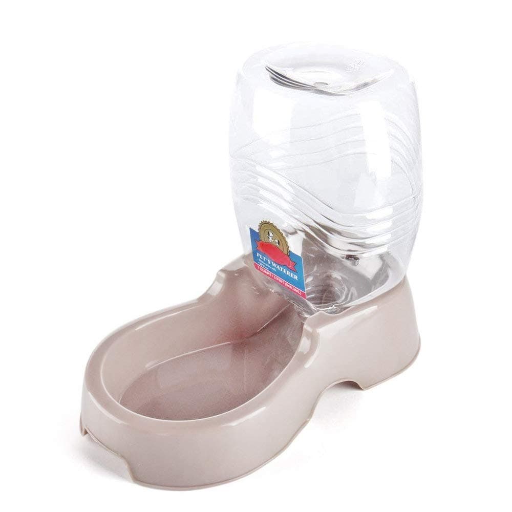 Flexzion Gravity Pet Water Dispenser for Cats & Small Dogs, 1/4 Gal Beige