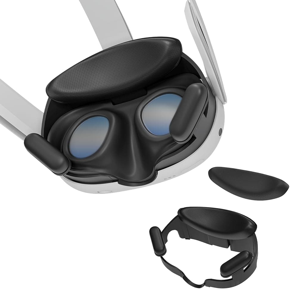 JYXEREM Open Facial Interface for Meta Quest 3 – Ice Silk PU Cushion Pad with Air Circulation Design, Improves Comfort and Visibility, Not Compatible with Quest 3S or Official Dock