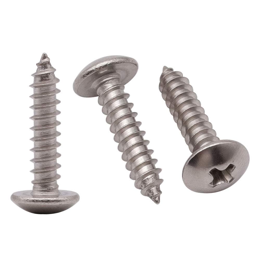#14 x 5/8" (50 Pack) Phillips Truss Head Self Tapping Screws Wood Screws, Stainless Steel 304 (18-8), UNC Coarse Thread, Round Head Phillips Drive Sheet Metal Tek Screws