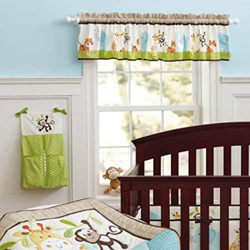 Brandream Window Valance Cotton Curtain for Baby/Toddler/Kid Bedroom Bath Laundry Living Room, Jungle Elephant Monkey Pattern