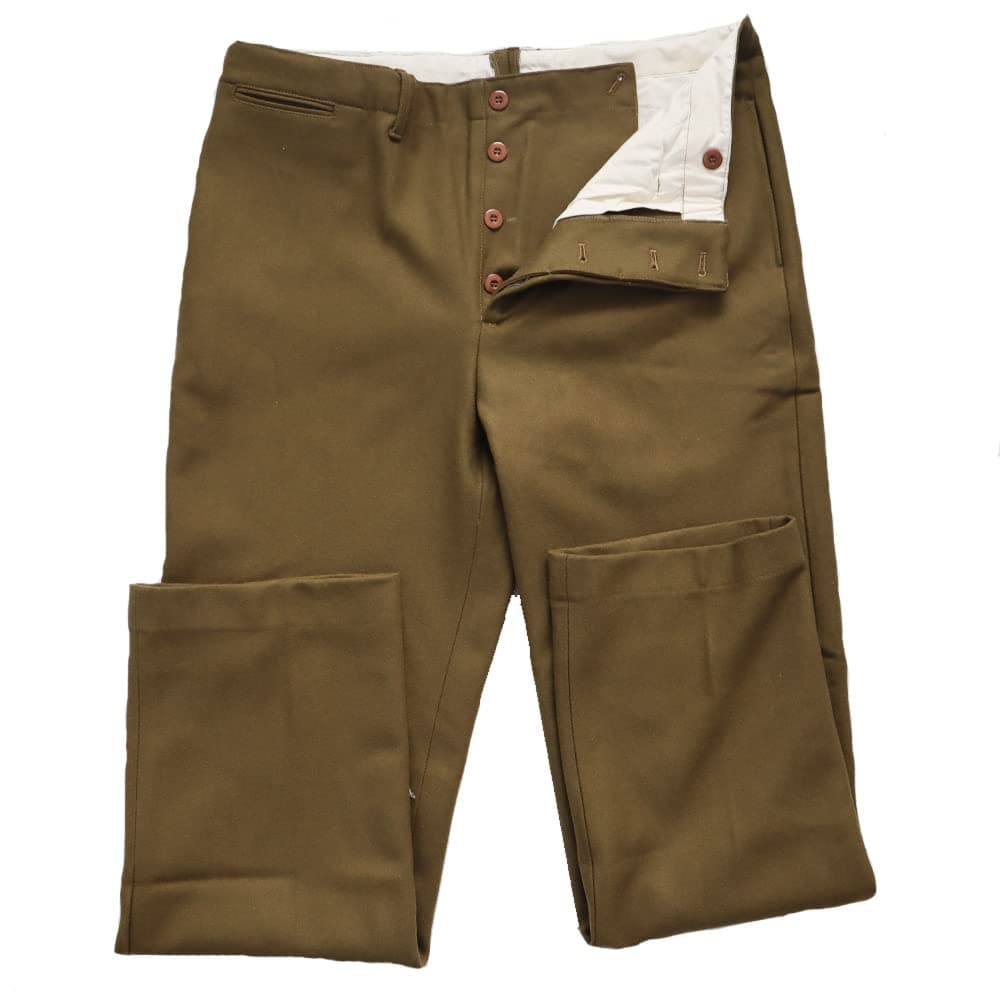 M37 Woolen Pants Men's Pants WWII WW2 US Pants Replica D-Day Classic WW2 US Trouser, Brown, Large