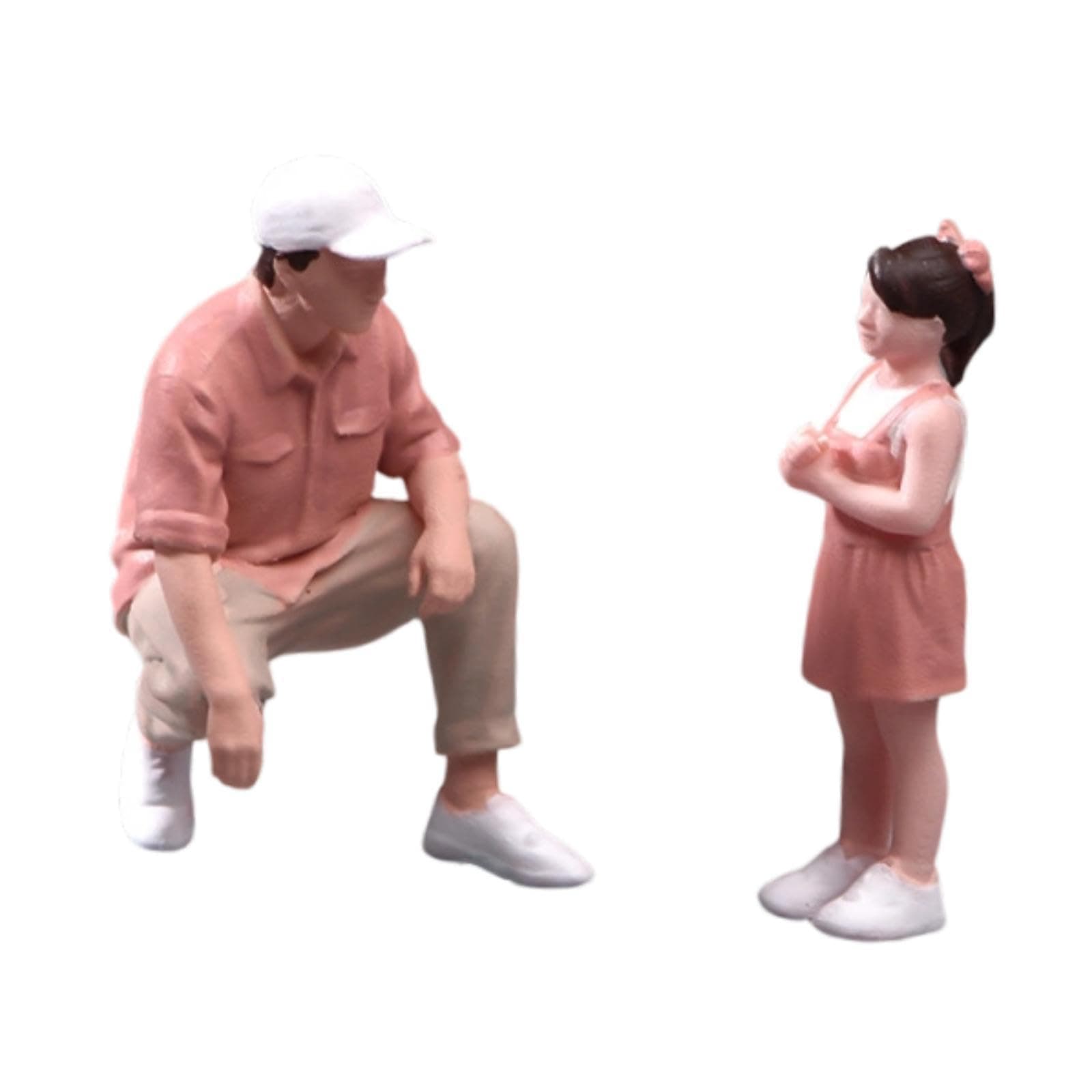 Fenteer 2X 1/64 Scale Miniature Figures Miniature Scene Models Dad and Daughter Figurines for Tabletop Display Hobby