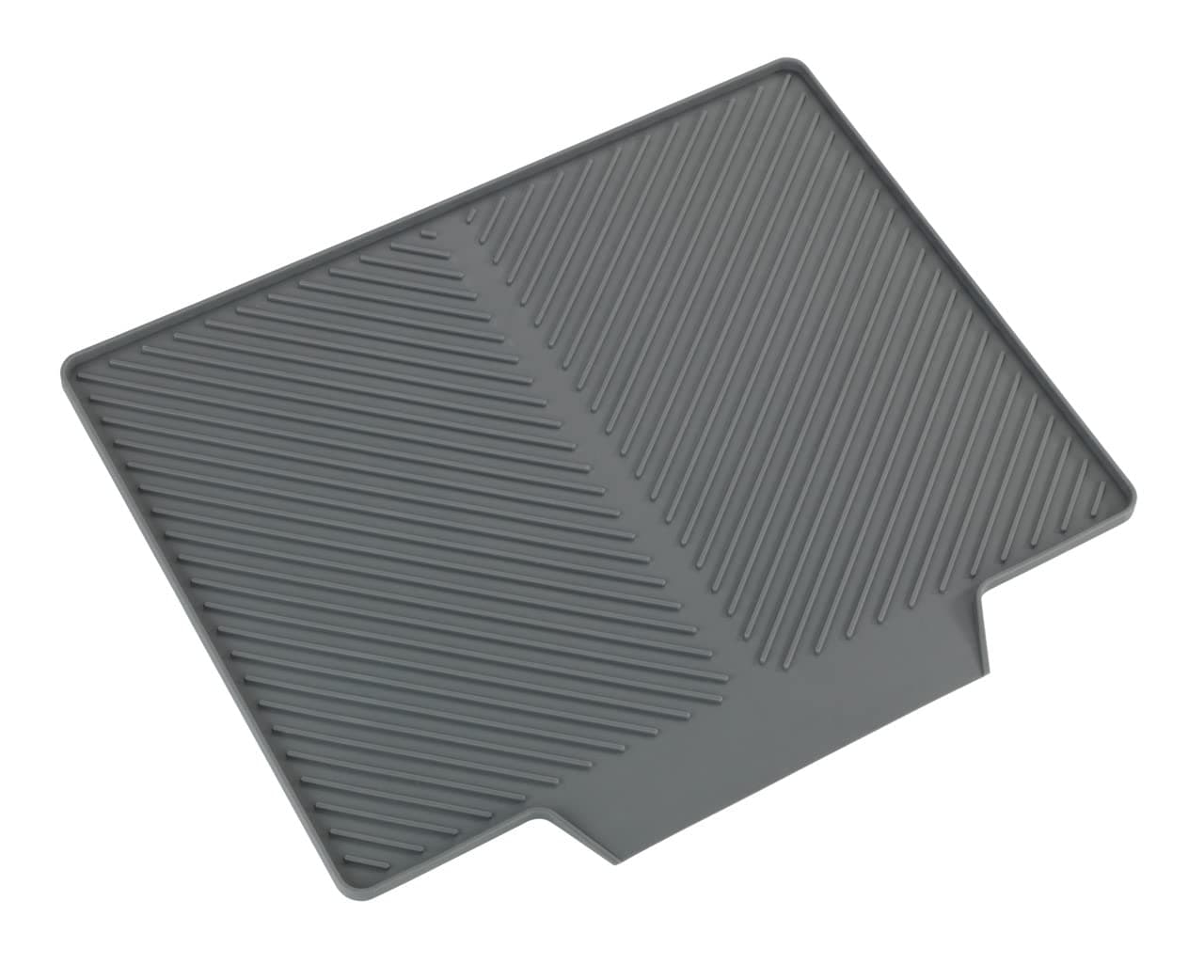 WENKO Nelia Maxi Dish Drying Mat, Grey Rubber Mat with Grooved Structure and Inclined Surface, 34 x 3 x 40 cm