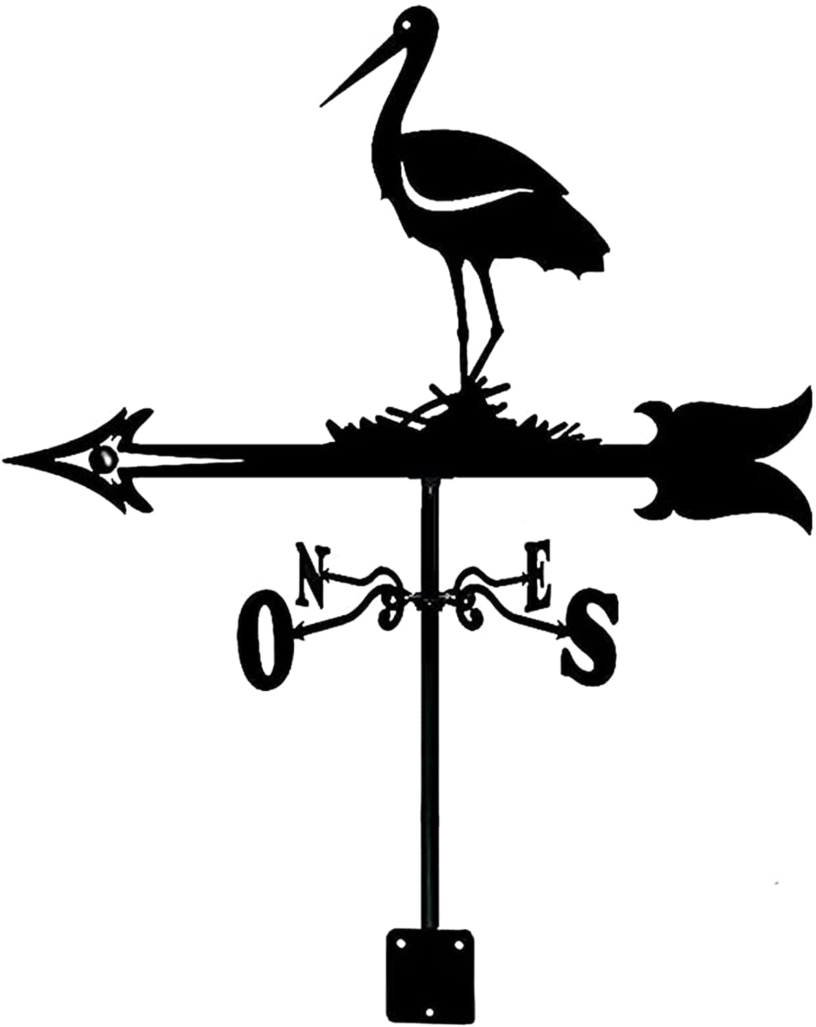 Metal Wind Vane Weathervane,Stork Modelling Weathervane Metal Wind Direction Indicator for Outdoor Use Roof Garden Decorations,Weathervane with Roof Mounting