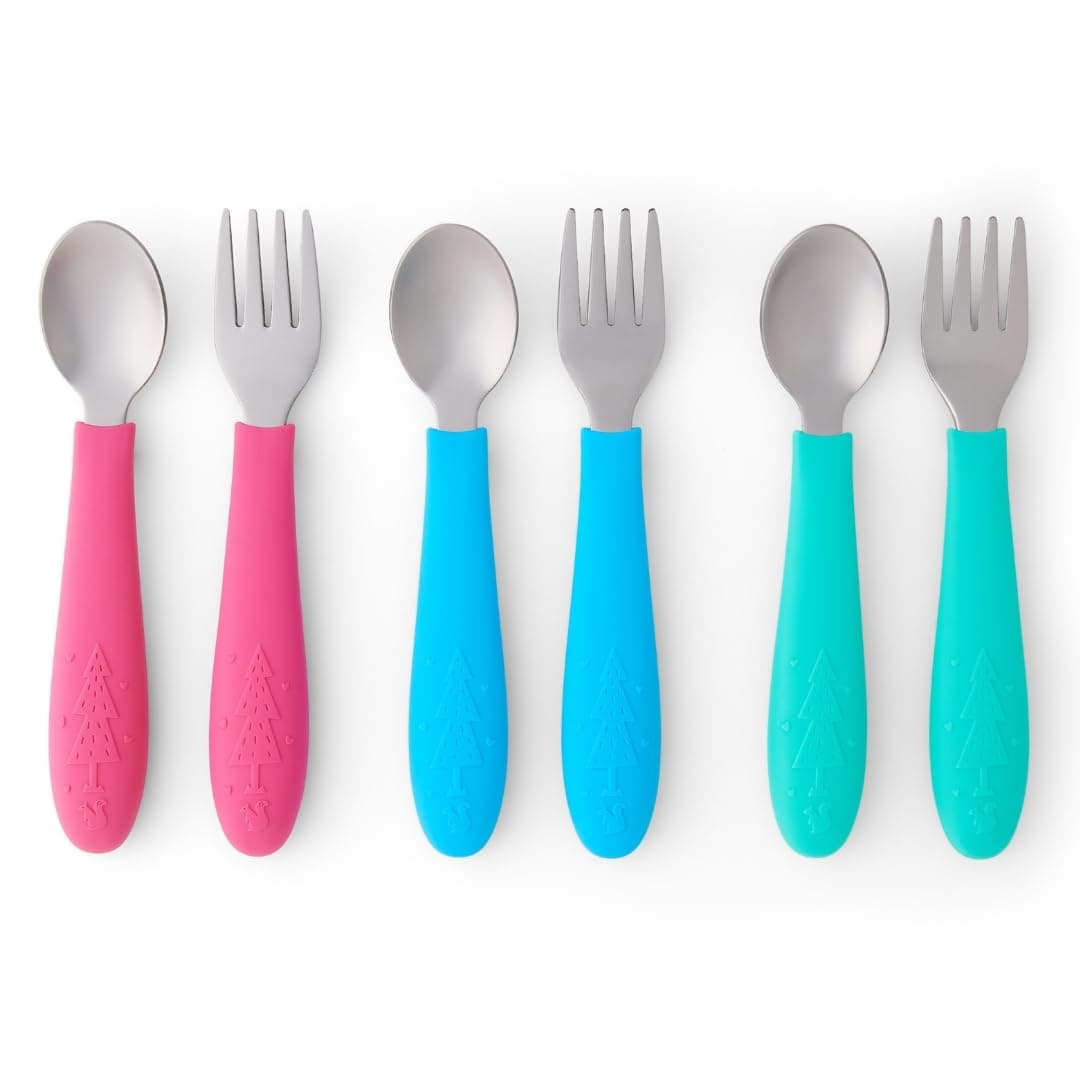 Elk and Friends Baby/Toddler Silverware with Silicone Handles | 6pcs
