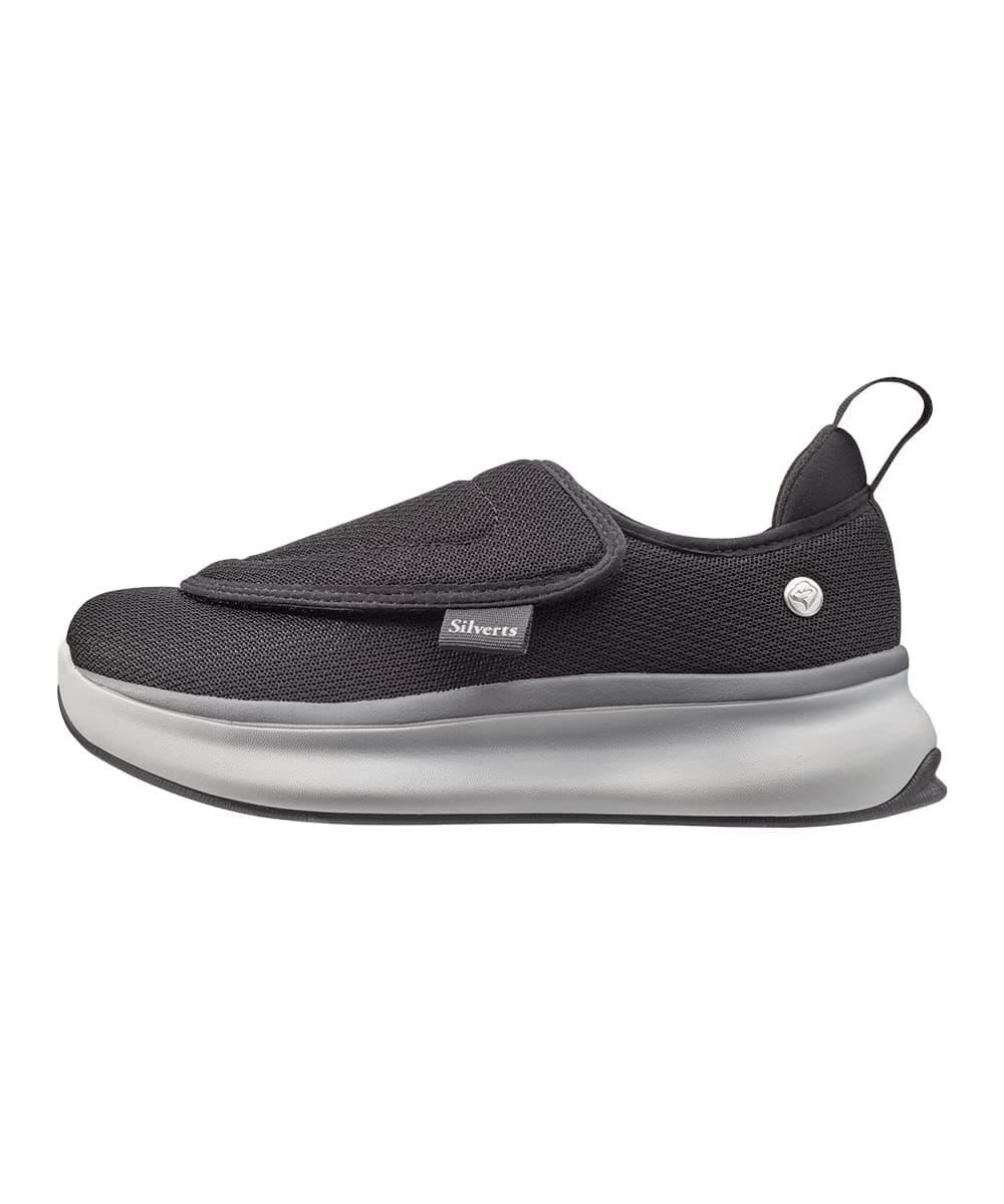 Silverts Women’s Adaptive Clothing Comfort Shoes, Easy Closure Adjustable Wide Fit Footwear for Elderly, Nursing Home - Black 7