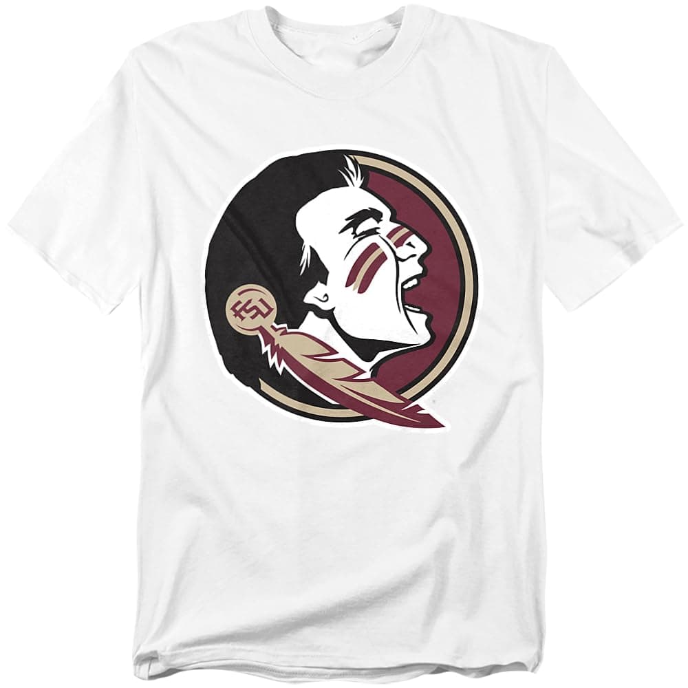 Florida State University FSU Seminoles Official Distressed Primary Unisex Adult T-Shirt, White, Small