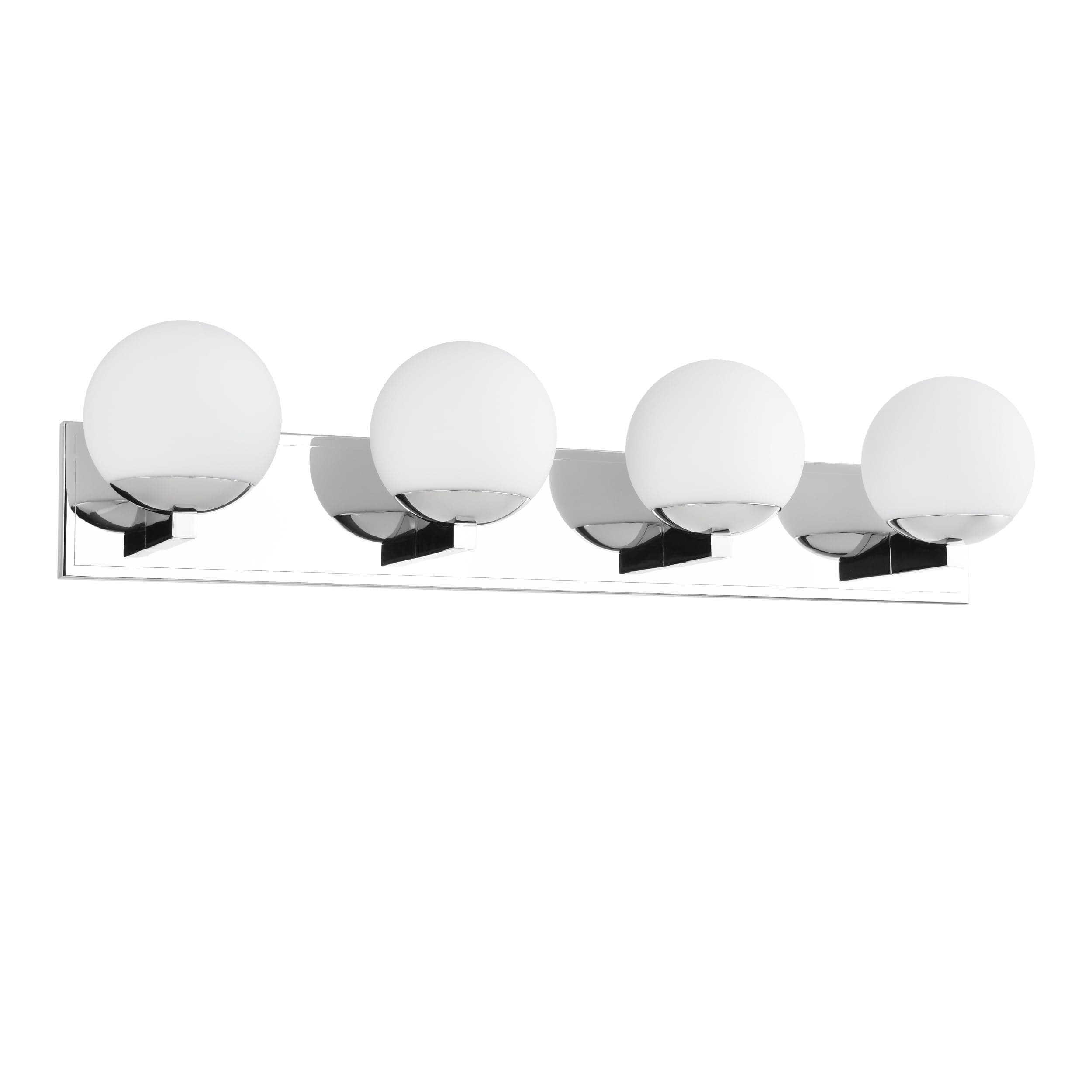 Ntsunxeko Chrome Bathroom Vanity Light Fixtures, 4-Light Globe Bathroom Vanity Light Fixtures Over Mirror, Modern Wall Lights for Living Room, Long Backplate, Standard E26 Base, Chrome